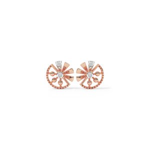 Silver round stud earrings with a shiny finish