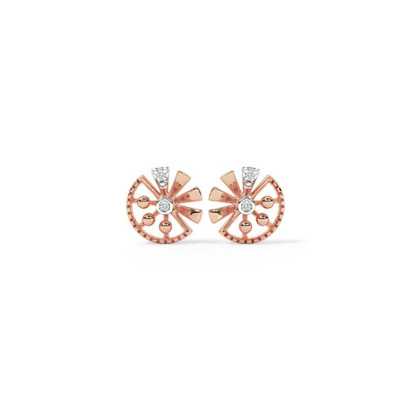 Silver round stud earrings with a shiny finish