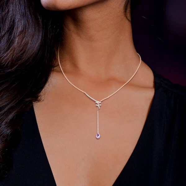 Twine Lariat Gemstone Necklace - Image 6