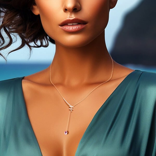 Twine Lariat Gemstone Necklace - Image 3
