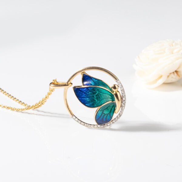 Encircle Blue Butterfly Diamond Pendant - Image 9