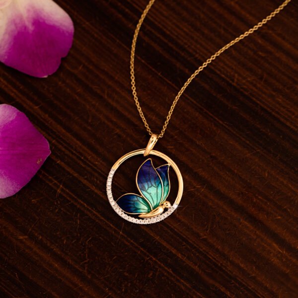 Encircle Blue Butterfly Diamond Pendant - Image 7
