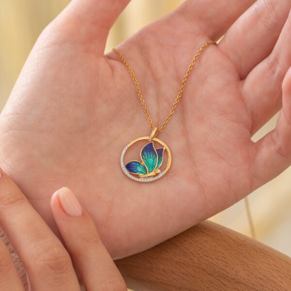 Encircle Blue Butterfly Diamond Pendant - Image 6