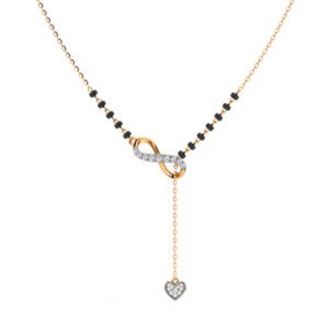 "Traditional black bead and gold mangalsutra with pendant"