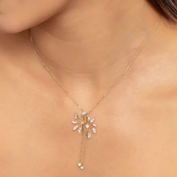 Radiant Blossom Gold & Diamond Necklace - Image 3