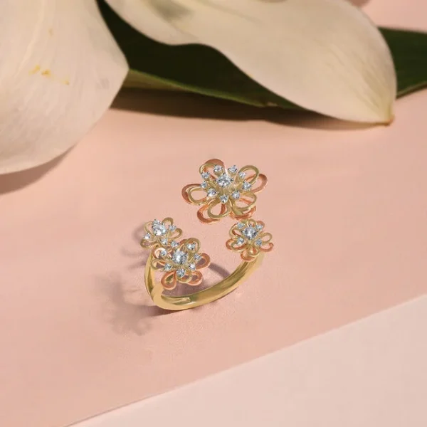Forget Me Not Floral Diamond Ring - Image 2