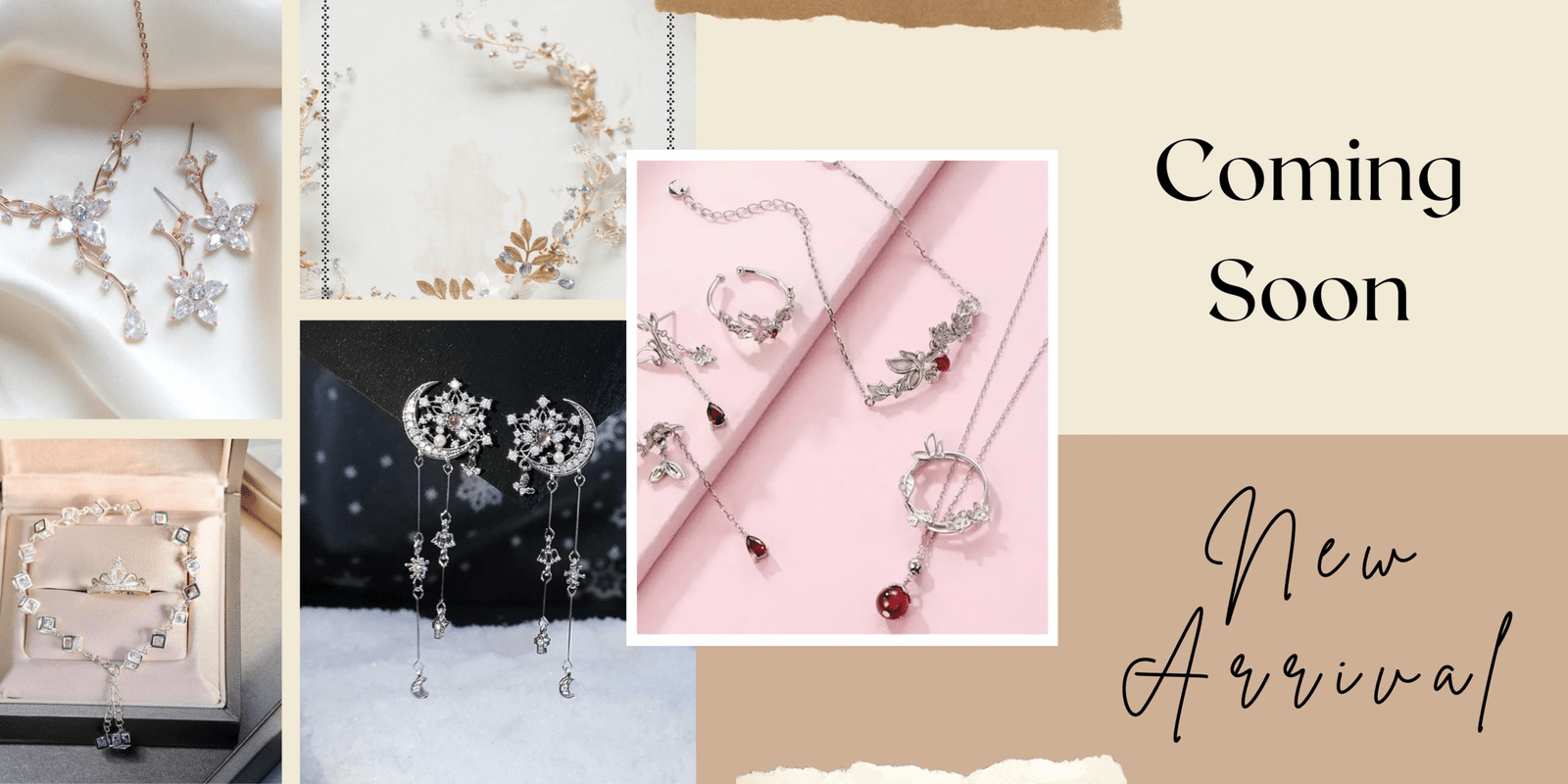 Beige and Brown Simple Fashion Collection Photo Collage Banner