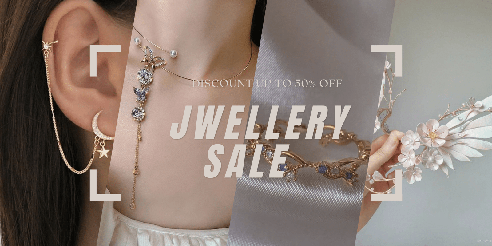 Simple Modern Photo Collage Autumn Fashion Sale Banner