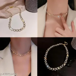 choker"Contemporary choker necklace with geometric metal shapes"