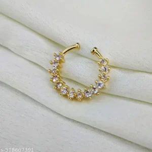 "Model wearing minimalist silver nose stud paired with nose pin"